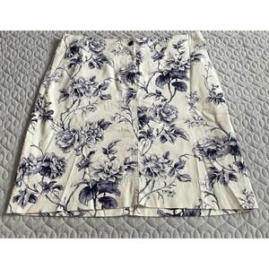 Women’s Talbots Stretch Cotton Skirt White Floral Size 12